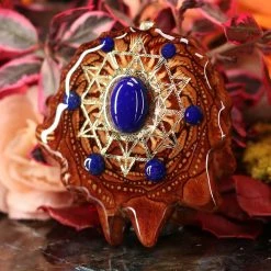 TEP Pendants Lapis Lazuli With Gold Multi-64 Star Tetrahedron Multi-Stone