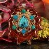 TEP Chrysocolla With Gold 64 Star Tetrahedron Multi-Stone And Back Om