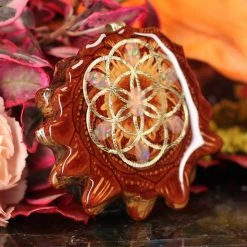 TEP Ethiopian Opal With Gold Seed Of Life Multi-Stone And Back Om 7 TEP Ethiopian Opal With Gold Seed Of Life Multi-Stone And Back Om