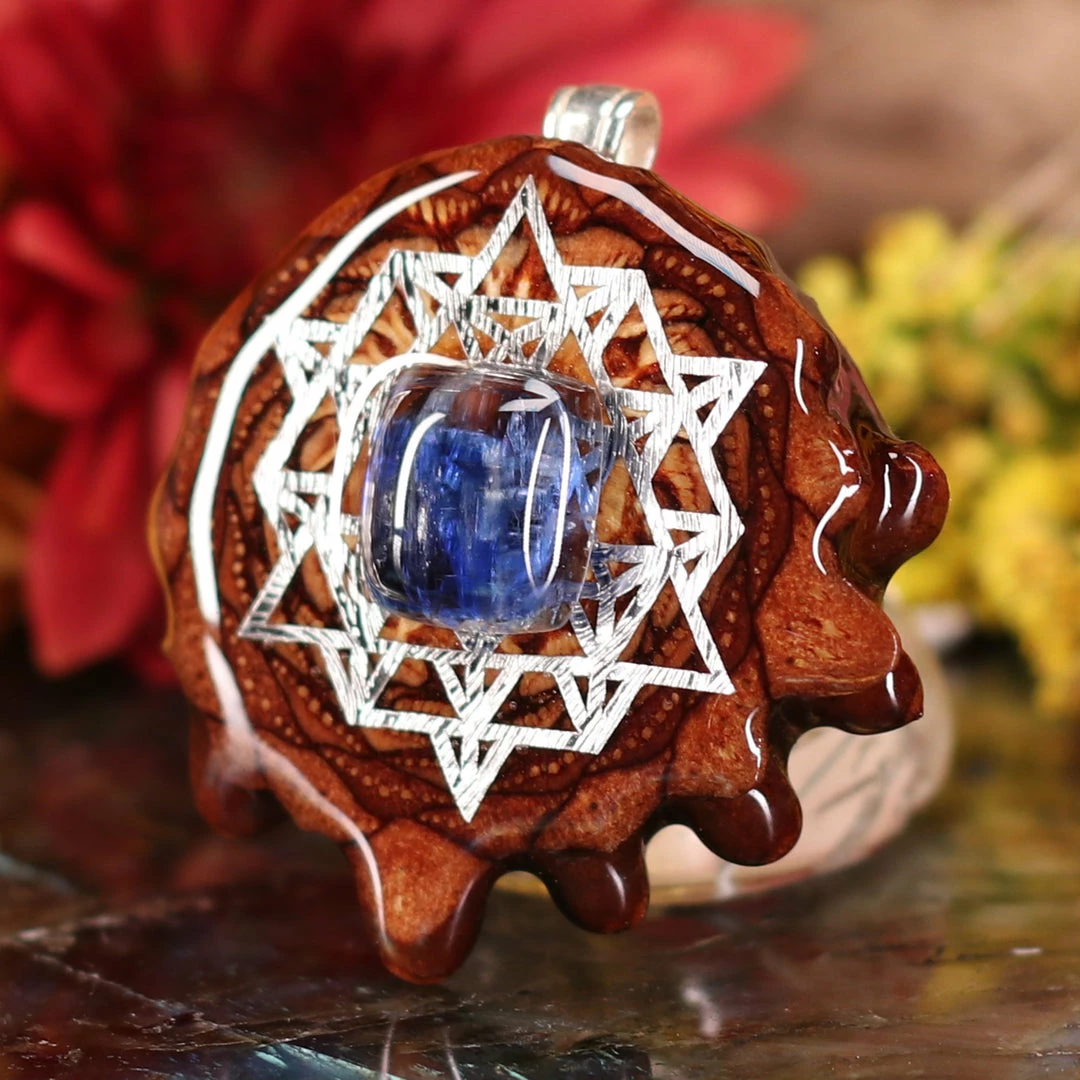 TEP Blue Kyanite With Silver 64 Star Tetrahedron 4 TEP Blue Kyanite With Silver 64 Star Tetrahedron