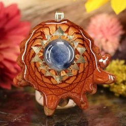TEP Pendants Blue Kyanite With Gold Sri Yantra