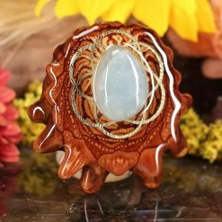 TEP Pendants Aquamarine With Gold Seed Of Life 7 TEP Pendants Aquamarine With Gold Seed Of Life