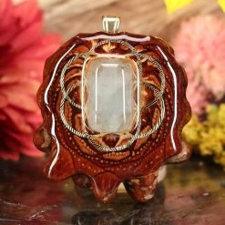 TEP Aquamarine With Gold Seed Of Life And Back Om Pendants