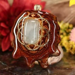 TEP Aquamarine With Gold Seed Of Life And Back Om Pendants