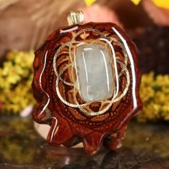 TEP Aquamarine With Gold Seed Of Life And Back Om Pendants