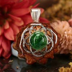 TEP Chrome Diopside With Silver Seed Of Life Pendants