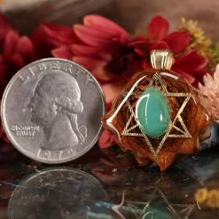 TEP Chrysoprase With Gold Merkaba Pendants