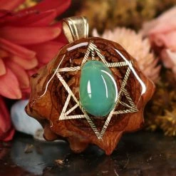 TEP Chrysoprase With Gold Merkaba Pendants