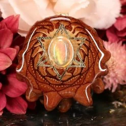 TEP Ethiopian Opal With Gold Merkaba Pendants