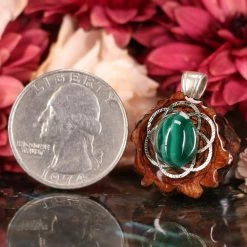 TEP Malachite With Silver Seed Of Life Pendants