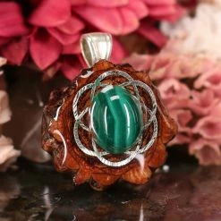 TEP Malachite With Silver Seed Of Life Pendants