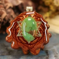 TEP Green Mohave Turquoise With Gold Merkaba Pendants