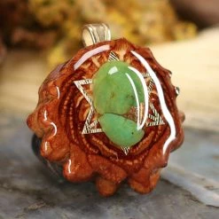 TEP Green Mohave Turquoise With Gold Merkaba Pendants