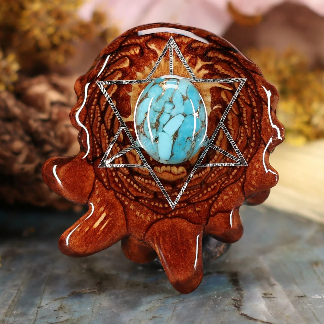 TEP Blue Mohave Turquoise With Silver Merkaba Pendants 3 TEP Blue Mohave Turquoise With Silver Merkaba Pendants