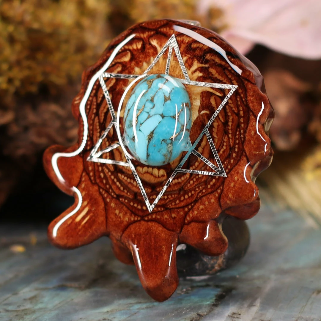 TEP Blue Mohave Turquoise With Silver Merkaba Pendants 4 TEP Blue Mohave Turquoise With Silver Merkaba Pendants