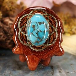 TEP Blue Mohave Turquoise With Gold Seed Of Life Pendants