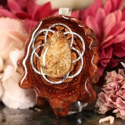 TEP Glowing Rutilated Quartz With Silver Seed Of Life Pendants