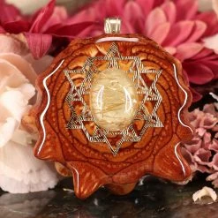 TEP Pendants Glowing Rutilated Quartz With Gold 64 Star Tetrahedron