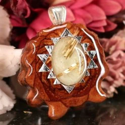 TEP Glowing Rutilated Quartz With Silver Sri Yantra 7 TEP Glowing Rutilated Quartz With Silver Sri Yantra
