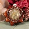 TEP Pendants Glowing Rutilated Quartz With Silver Seed Of Life