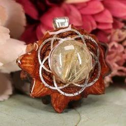 TEP Pendants Glowing Rutilated Quartz With Silver Seed Of Life 7 TEP Pendants Glowing Rutilated Quartz With Silver Seed Of Life