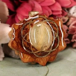 TEP Pendants Glowing Rutilated Quartz With Gold Seed Of Life