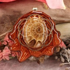 TEP Pendants Ammonite With Gold Seed Of Life
