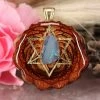 TEP Pendants Australian Blue Opal With Gold Merkaba