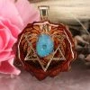 TEP Pendants Australian Blue Opal With Gold Merkaba