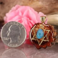 TEP Pendants Australian Blue Opal With Gold Merkaba