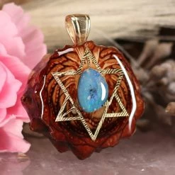 TEP Pendants Australian Blue Opal With Gold Merkaba