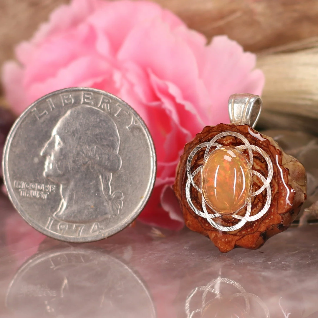 TEP Ethiopian Opal With Silver Seed Of Life 4 TEP Ethiopian Opal With Silver Seed Of Life