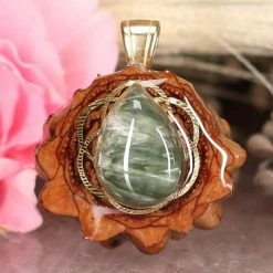 TEP Seraphinite With Gold Seed Of Life Pendants