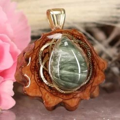 TEP Seraphinite With Gold Seed Of Life Pendants