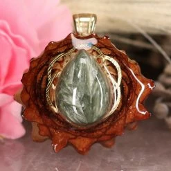TEP Seraphinite With Gold Seed Of Life Pendants