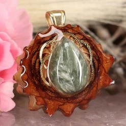 TEP Seraphinite With Gold Seed Of Life Pendants