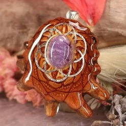 TEP Charoite With Silver Seed Of Life And Back Om Pendants
