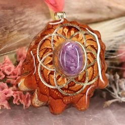 TEP Pendants Charoite With Gold Seed Of Life And Back Om 7 TEP Pendants Charoite With Gold Seed Of Life And Back Om