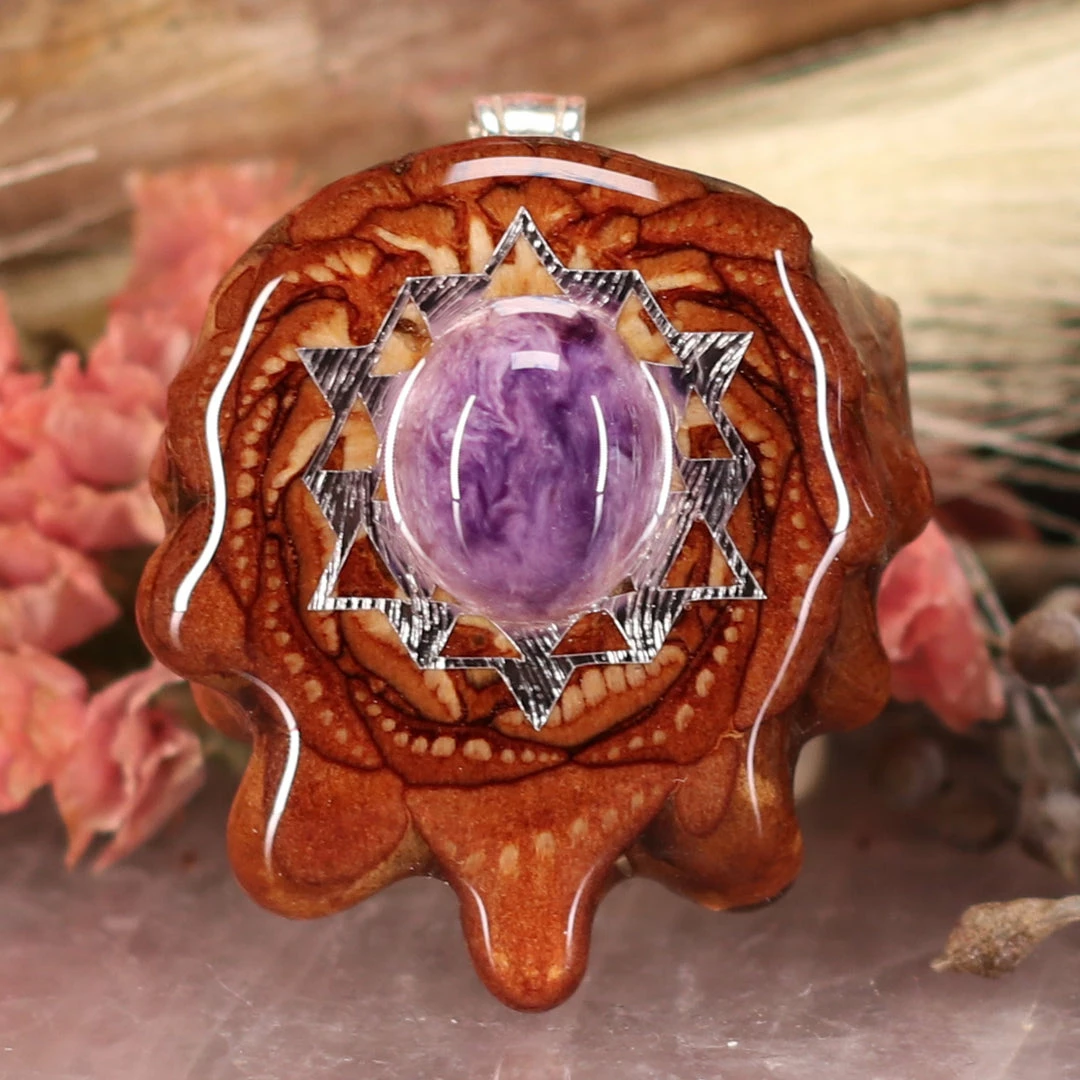 TEP Charoite With Silver 64 Star Tetrahedron 3 TEP Charoite With Silver 64 Star Tetrahedron