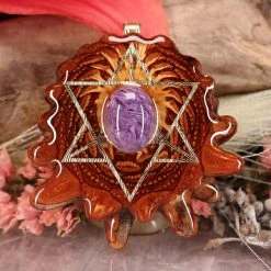 TEP Charoite With Gold Merkaba Pendants