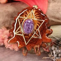 TEP Charoite With Gold Merkaba Pendants