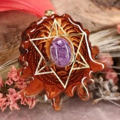 TEP Charoite With Gold Merkaba Pendants