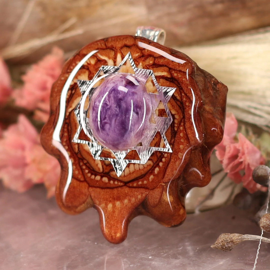 TEP Charoite With Silver 64 Star Tetrahedron 4 TEP Charoite With Silver 64 Star Tetrahedron