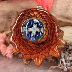 TEP Blue Phoenix Orchid Glass With Back Om Pendants