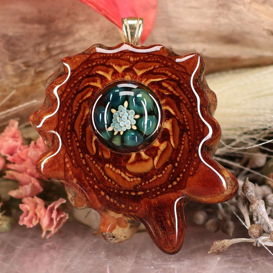 TEP Pendants Blue Phoenix Orchid Glass With Back Om 3 TEP Pendants Blue Phoenix Orchid Glass With Back Om