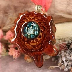 TEP Pendants Blue Phoenix Orchid Glass With Back Om