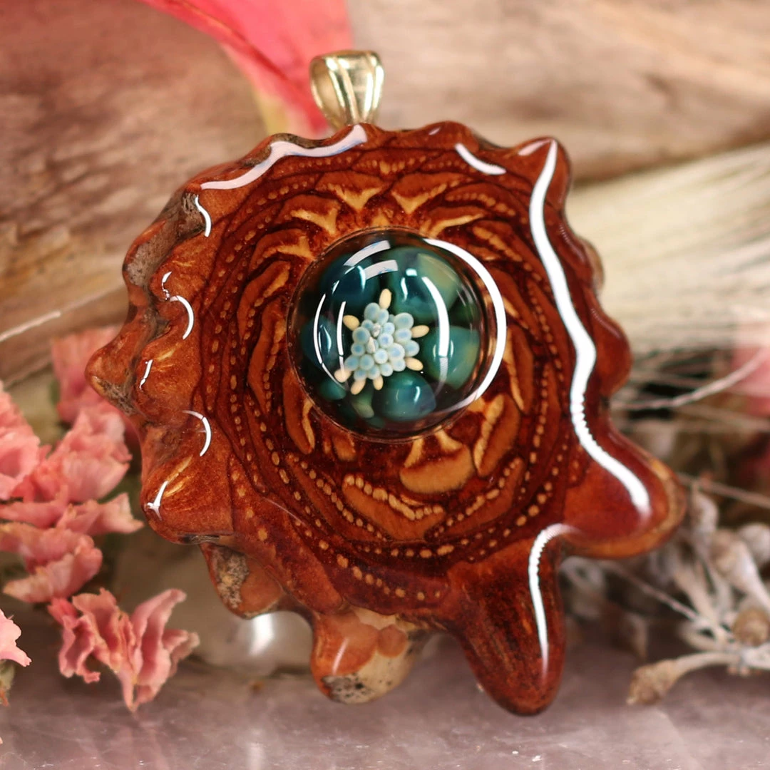 TEP Pendants Blue Phoenix Orchid Glass With Back Om 5 TEP Pendants Blue Phoenix Orchid Glass With Back Om