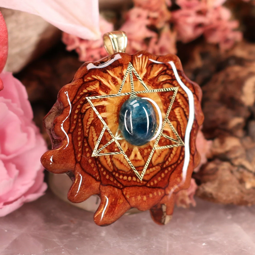 TEP Blue Apatite With Gold Merkaba 5 TEP Blue Apatite With Gold Merkaba