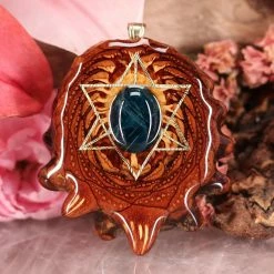 TEP Blue Apatite With Gold Merkaba And Back Om