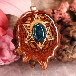 TEP Blue Apatite With Gold Merkaba And Back Om